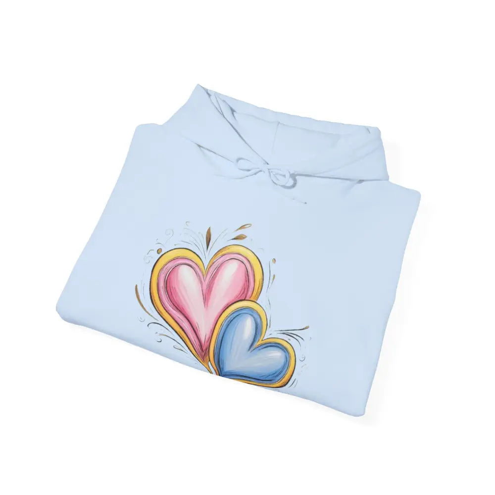 Pink and Blue Paired Love Hearts - Adult Unisex Hoodie Sweatshirt - Men Women