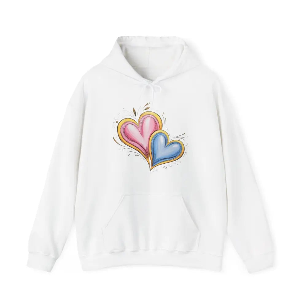 Pink and Blue Paired Love Hearts - Adult Unisex Hoodie Sweatshirt - Men Women