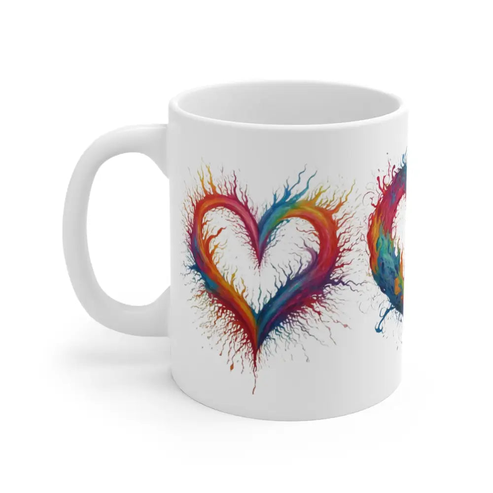 Burning Flames Love Hearts Mug - Ceramic Coffee 11oz