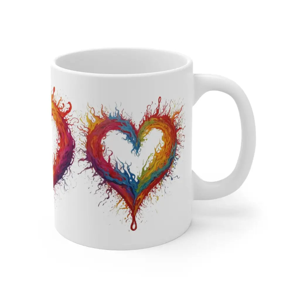 Burning Flames Love Hearts Mug - Ceramic Coffee 11oz