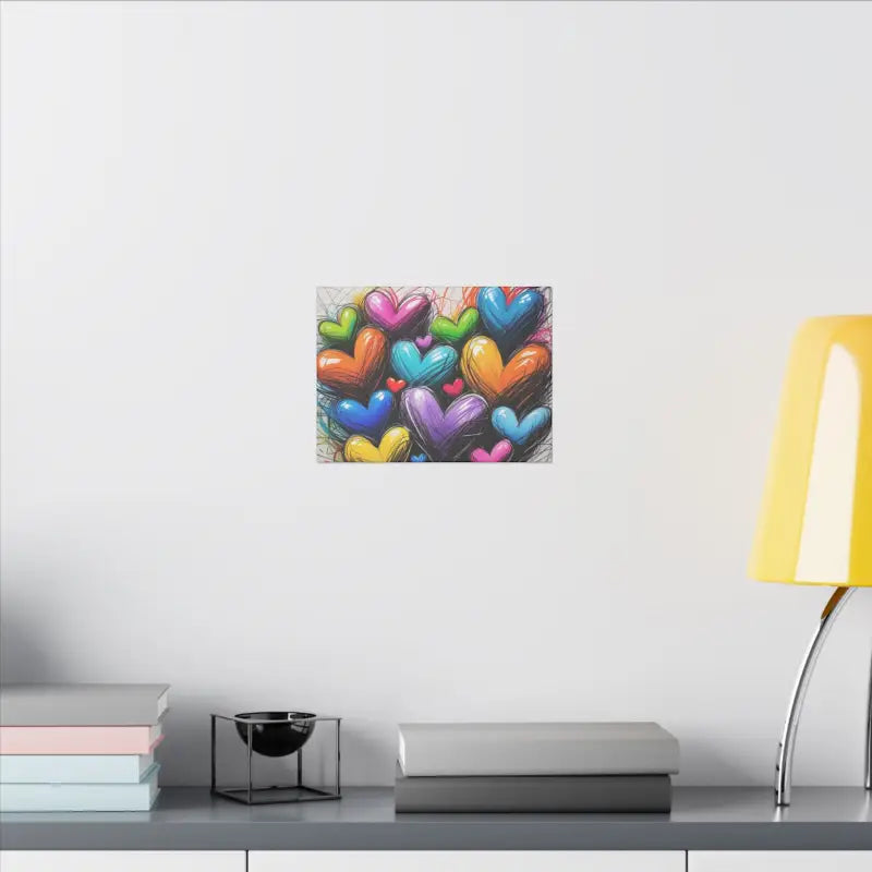 Multicoloured Messy Scribbled Sketched Love Hearts Canvas