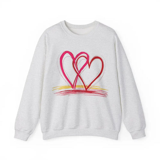 Messy Pink and Red Paired Love Hearts - Adult Unisex Crewneck Sweatshirt Jumper - Men Women