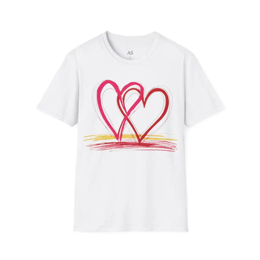 Messy Pink and Red Paired Love Hearts - Adult Unisex T-Shirt - Men Women