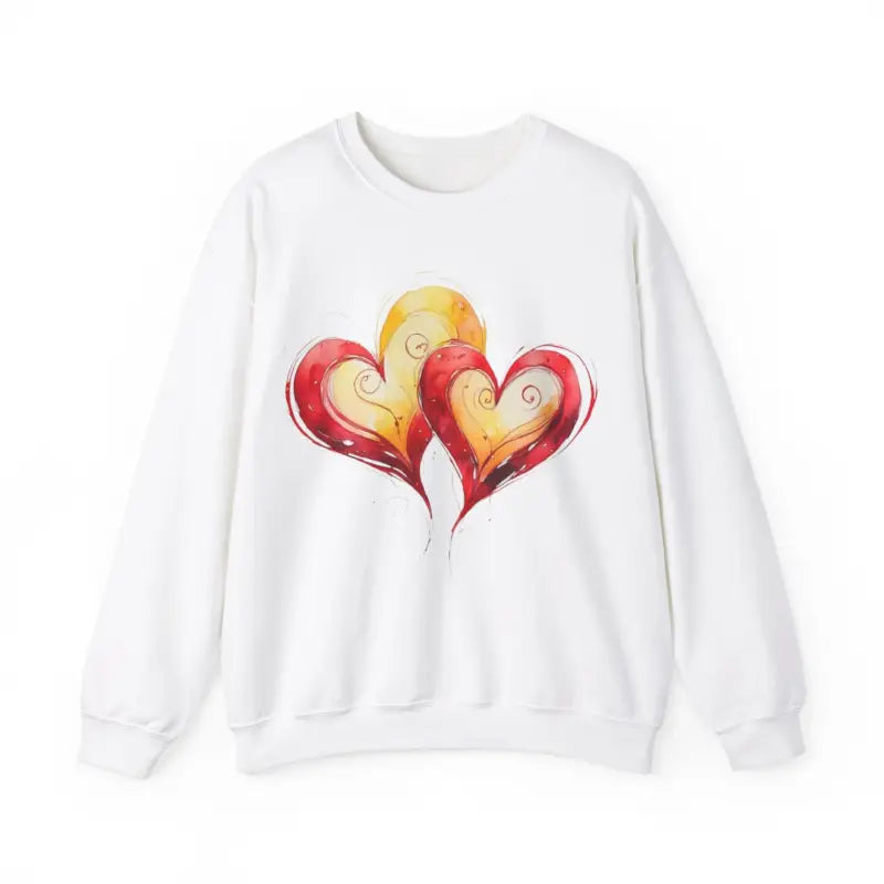 Sketched Paired Pink and Red Love Hearts - Adult Unisex Sweatshirt Jumper - Men Women