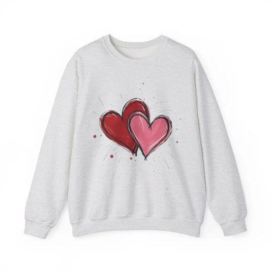 Sketched Paired Pink and Red Love Hearts - Adult Unisex Sweatshirt Jumper - Men Women