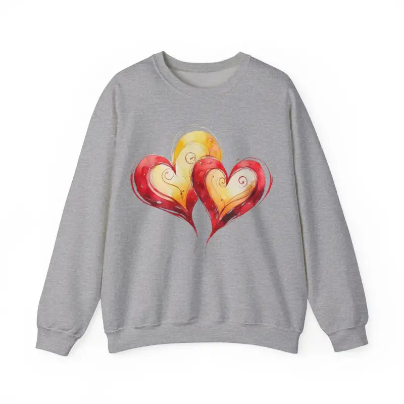 Sketched Paired Pink and Red Love Hearts - Adult Unisex Sweatshirt Jumper - Men Women