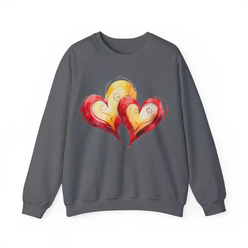 Sketched Paired Pink and Red Love Hearts - Adult Unisex Sweatshirt Jumper - Men Women