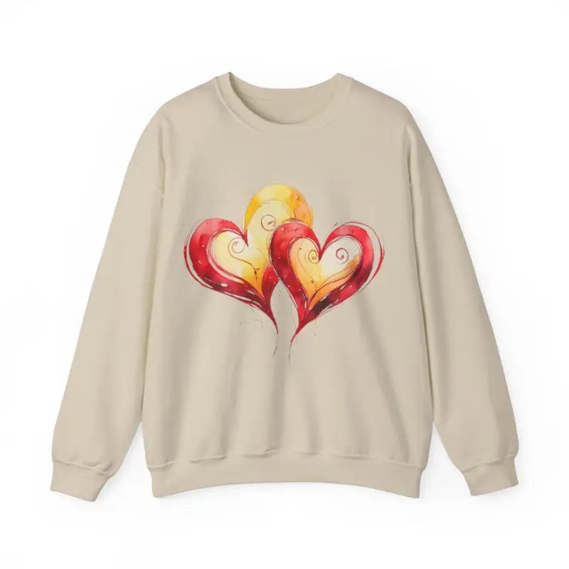 Sketched Paired Pink and Red Love Hearts - Adult Unisex Sweatshirt Jumper - Men Women