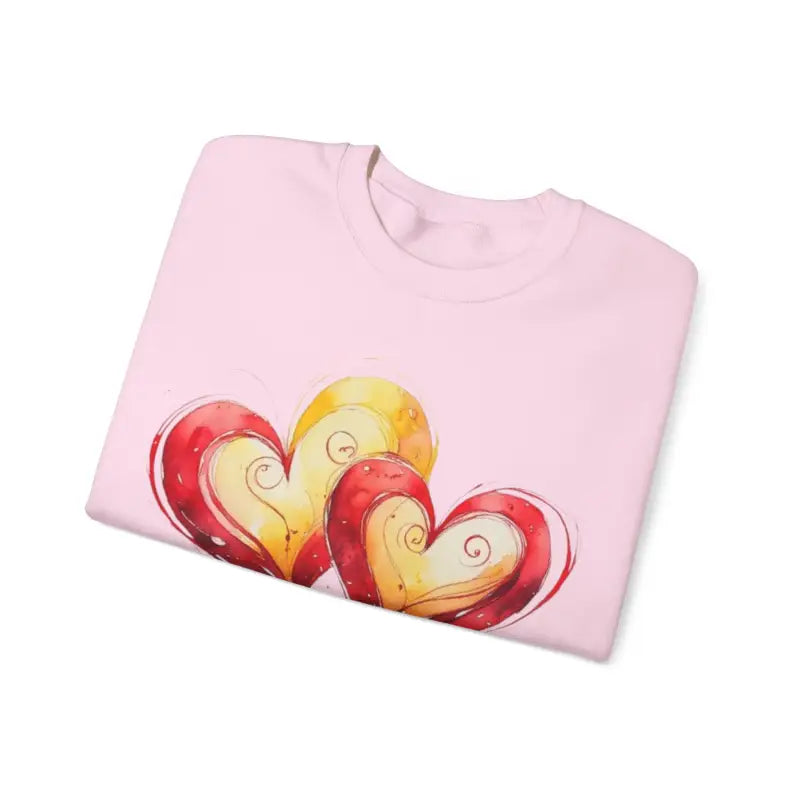 Sketched Paired Pink and Red Love Hearts - Adult Unisex Sweatshirt Jumper - Men Women