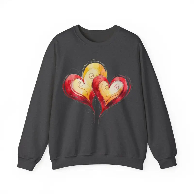 Sketched Paired Pink and Red Love Hearts - Adult Unisex Sweatshirt Jumper - Men Women