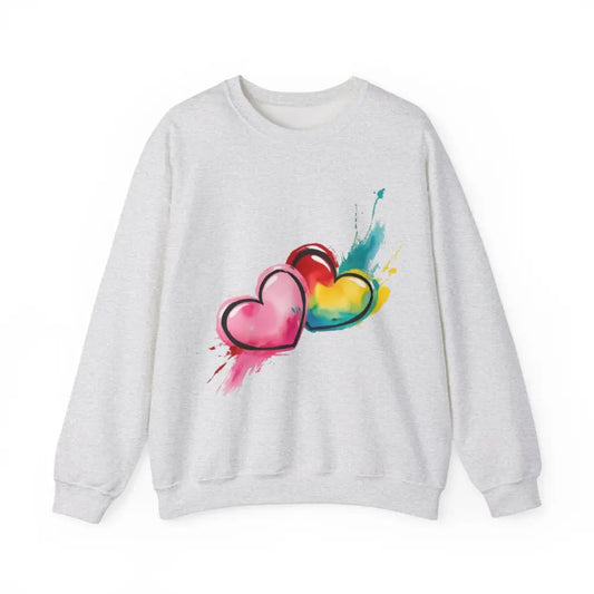 Splatter Paired Love Hearts - Adult Unisex Crewneck Sweatshirt Jumper - Men and Women