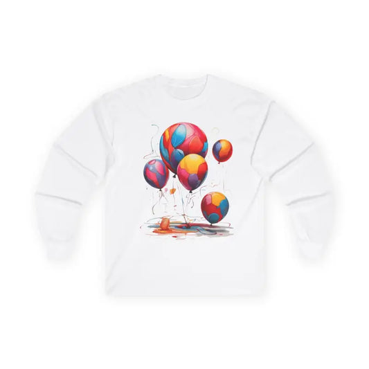 Colourful Messy Balloons - Adult Unisex Long Sleeve T-Shirt - Men and Women