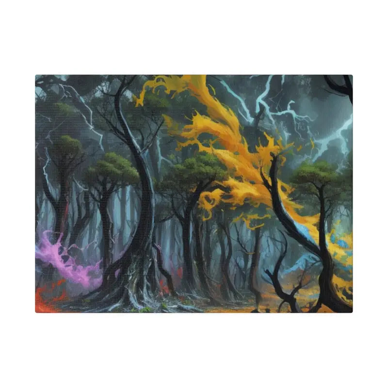 Messy Colourful Bending Trees Artwork - Matte Canvas Stretched 0.75’’