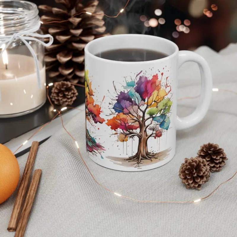 Messy Colourful Trees Mug - Ceramic Coffee 11oz