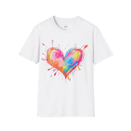 Light Coloured Messy Love Heart - Adult Unisex T-Shirt - Men and Women