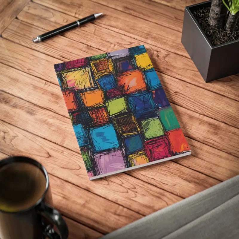 Messy Multicoloured Cubes - Softcover Notebook A5