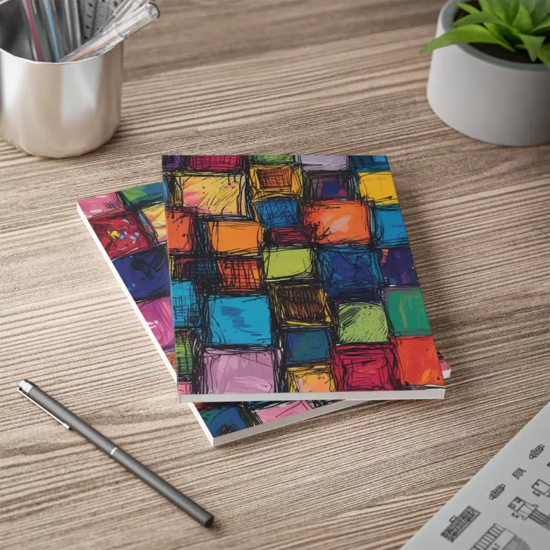 Messy Multicoloured Cubes - Softcover Notebook A5