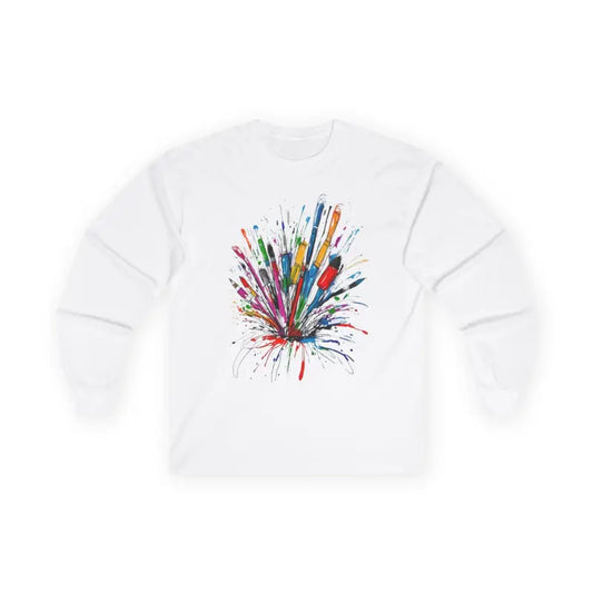 Messy Paintbrushes - Adult Unisex Long Sleeve T-Shirt - Men and Women