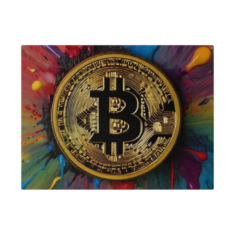 Bitcoin Messy Painting Background - Matte Canvas Stretched 0.75’’