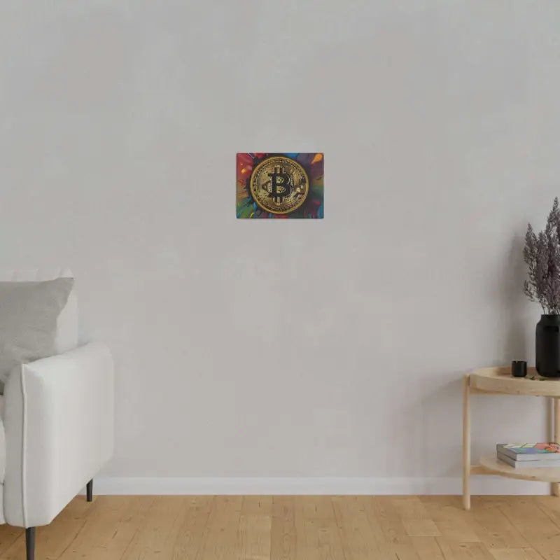 Bitcoin Messy Painting Background - Matte Canvas Stretched 0.75’’