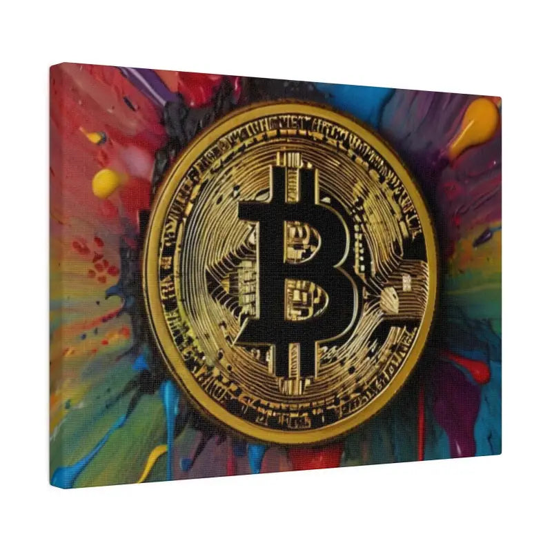 Bitcoin Messy Painting Background - Matte Canvas Stretched 0.75’’