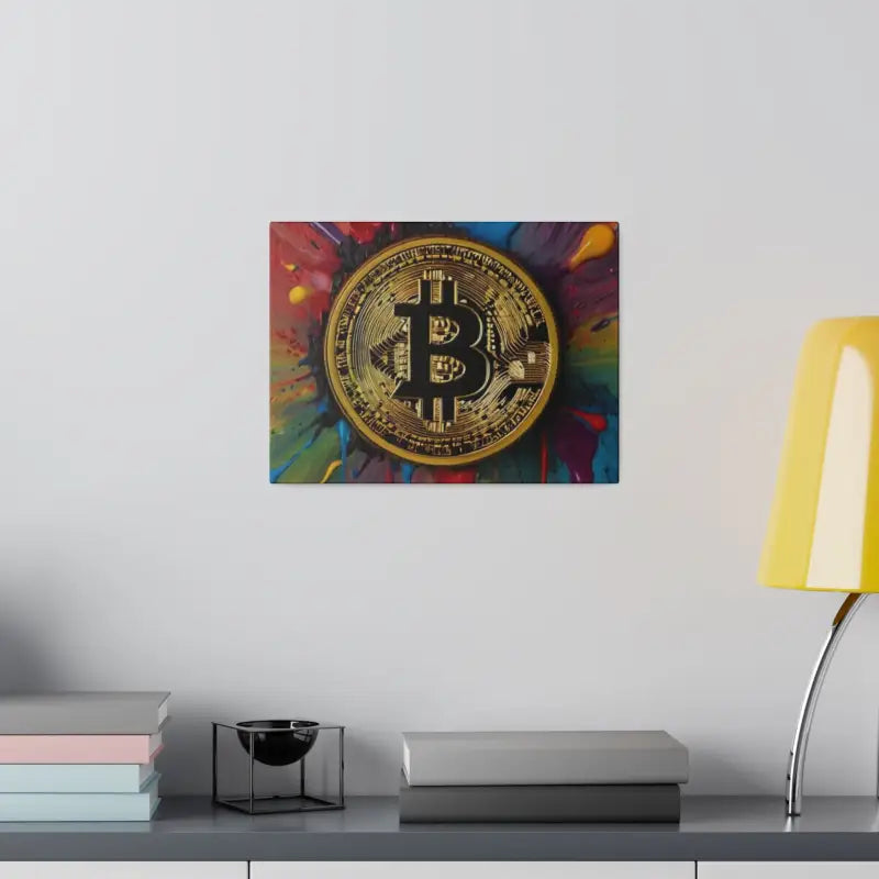 Bitcoin Messy Painting Background - Matte Canvas Stretched 0.75’’