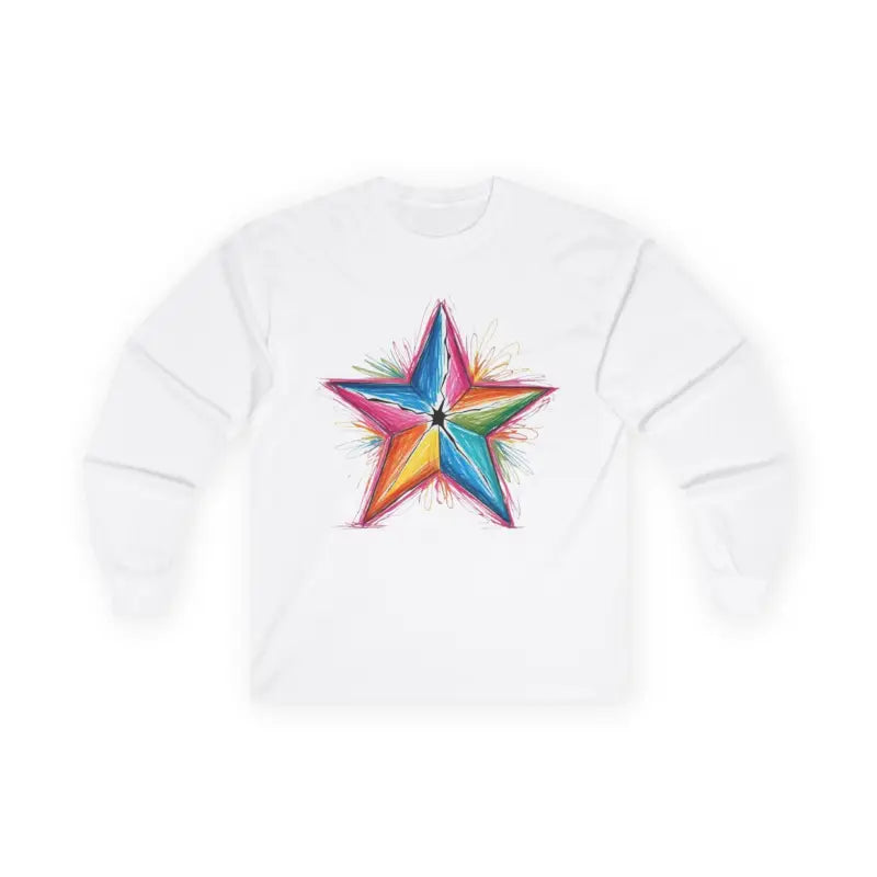 Vibrant Messy Star - Adult Unisex Long Sleeve T-Shirt - Men and Women