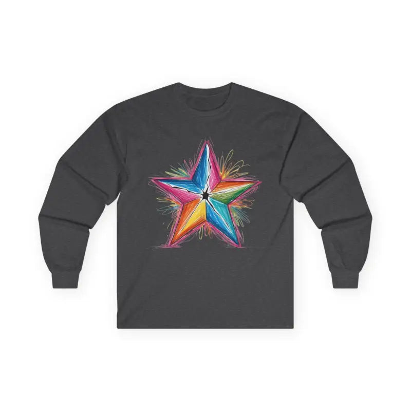 Vibrant Messy Star - Adult Unisex Long Sleeve T-Shirt - Men and Women