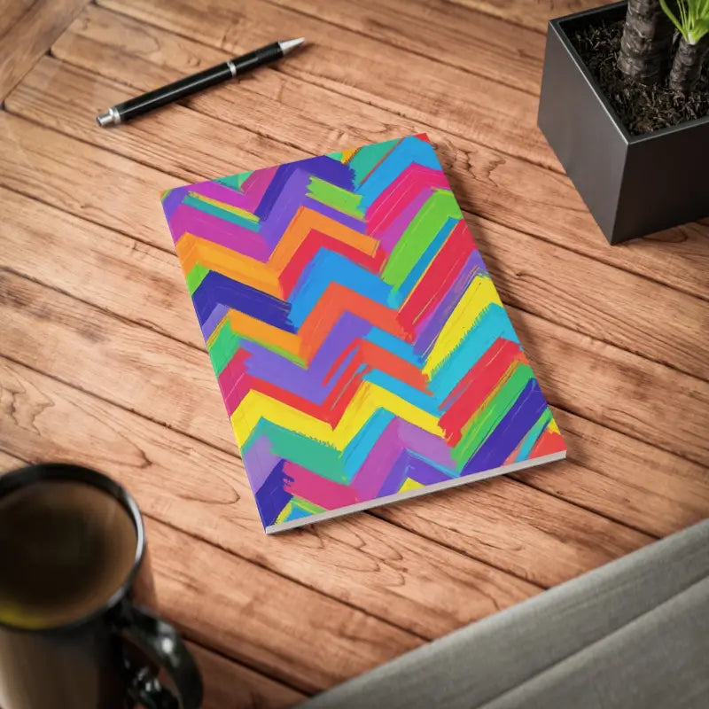 Messy Zigzag Patterns Mug - Softcover Notebook A5