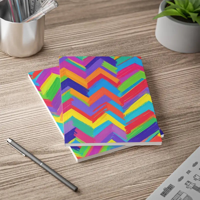 Messy Zigzag Patterns Mug - Softcover Notebook A5