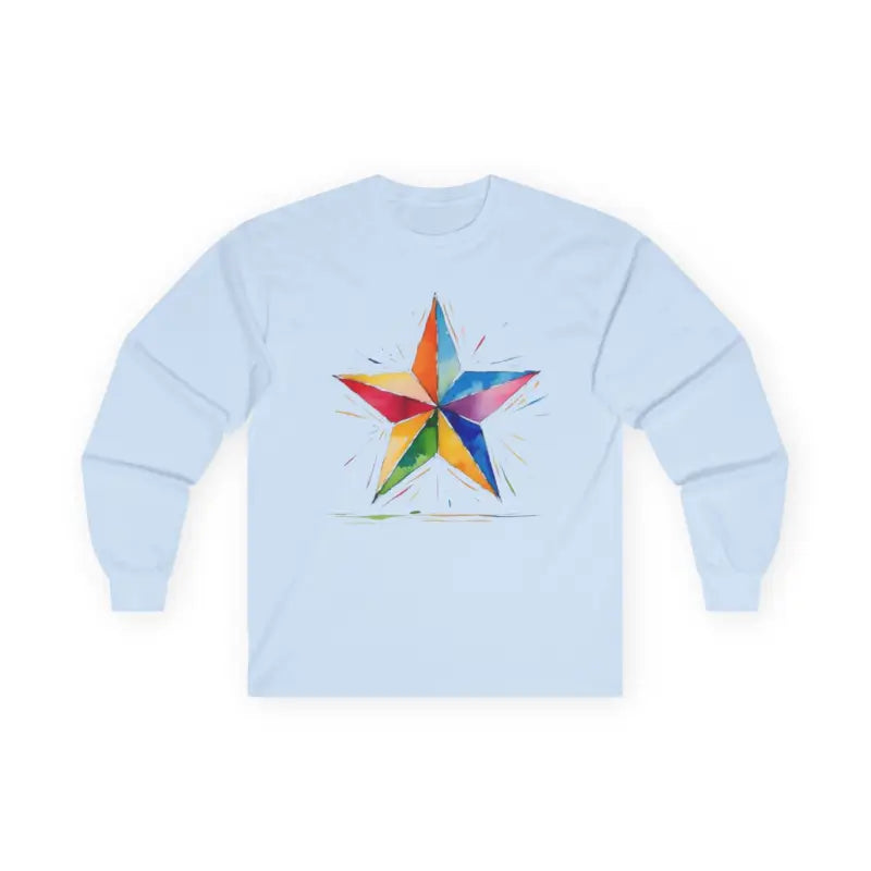 Watercolour Multicoloured Star - Adult Unisex Long Sleeve T-Shirt - Men and Women