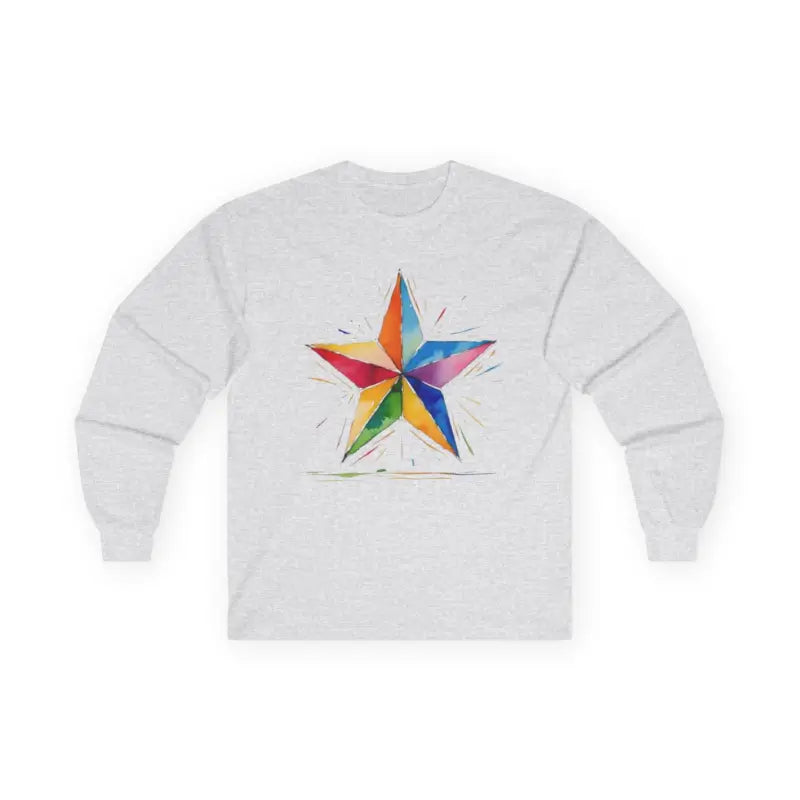 Watercolour Multicoloured Star - Adult Unisex Long Sleeve T-Shirt - Men and Women