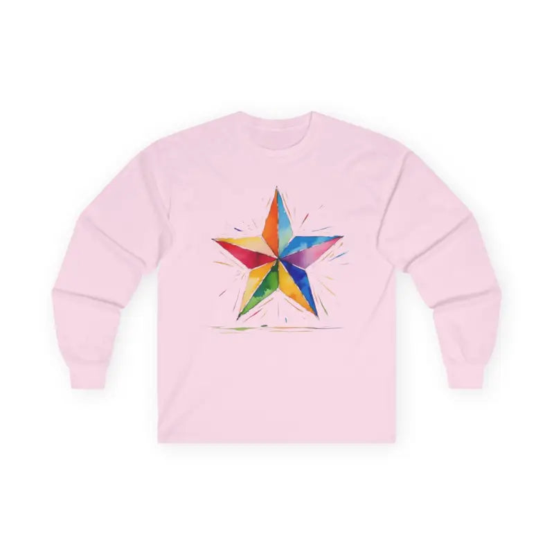 Watercolour Multicoloured Star - Adult Unisex Long Sleeve T-Shirt - Men and Women