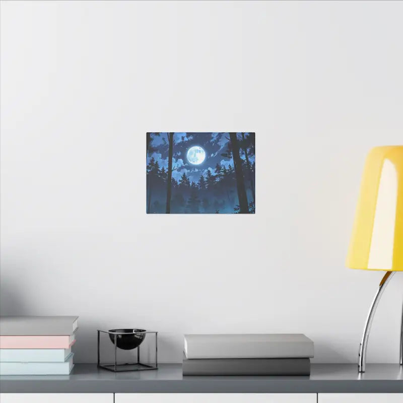 Full Moon Above Forest At Night Scenic Anime Canvas