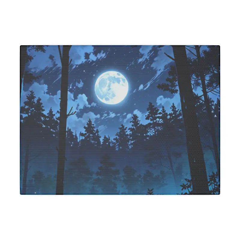 Full Moon Above Forest At Night Scenic Anime Canvas