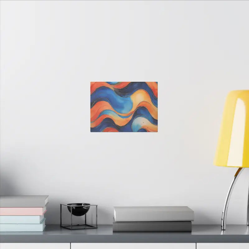 Blue and Orange Watercolour Whimsical Waves - Modern Wall Decor Painting for Home Office