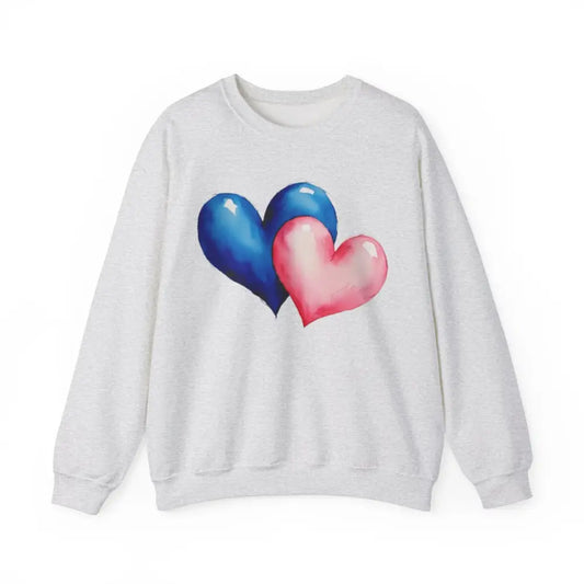 Blue and Pink Paired Love Hearts - Adult Unisex Sweatshirt Jumper - Men Women