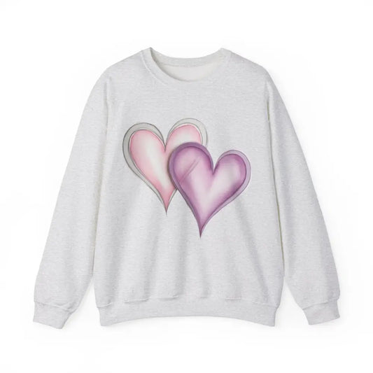 Pink and Purple Paired Love Hearts - Adult Unisex Crewneck Sweatshirt Jumper - Men Women