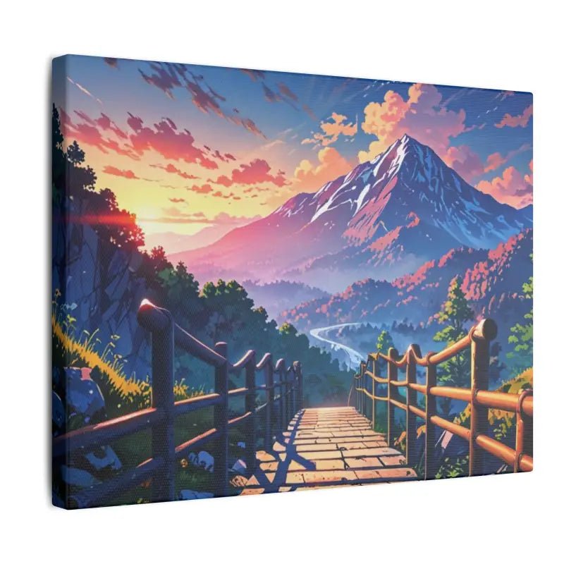 Pathway Leading To Mountain Scenic Anime Canvas