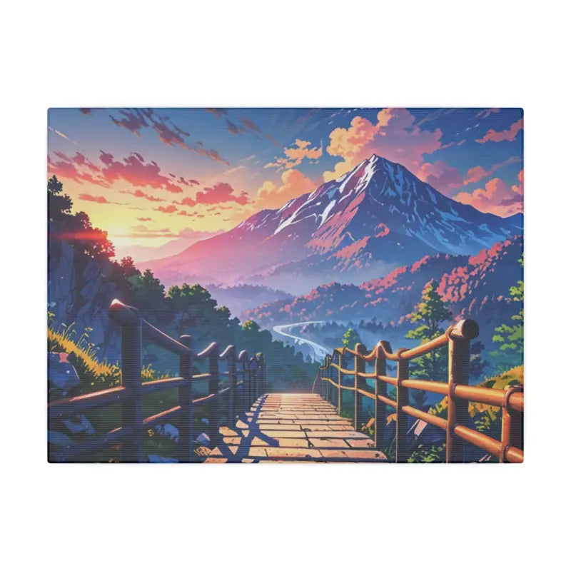 Pathway Leading To Mountain Scenic Anime Canvas