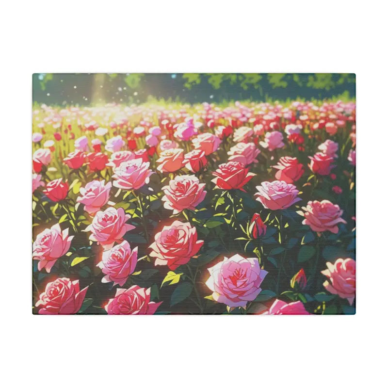 A Field of Red and Pink Roses Scenic Anime Canvas