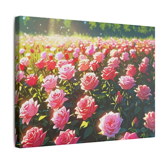 A Field of Red and Pink Roses Scenic Anime Canvas