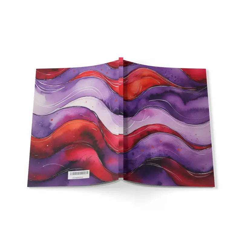 Red and Purple Watercolour Whimsical Waves - Softcover Notebook A5