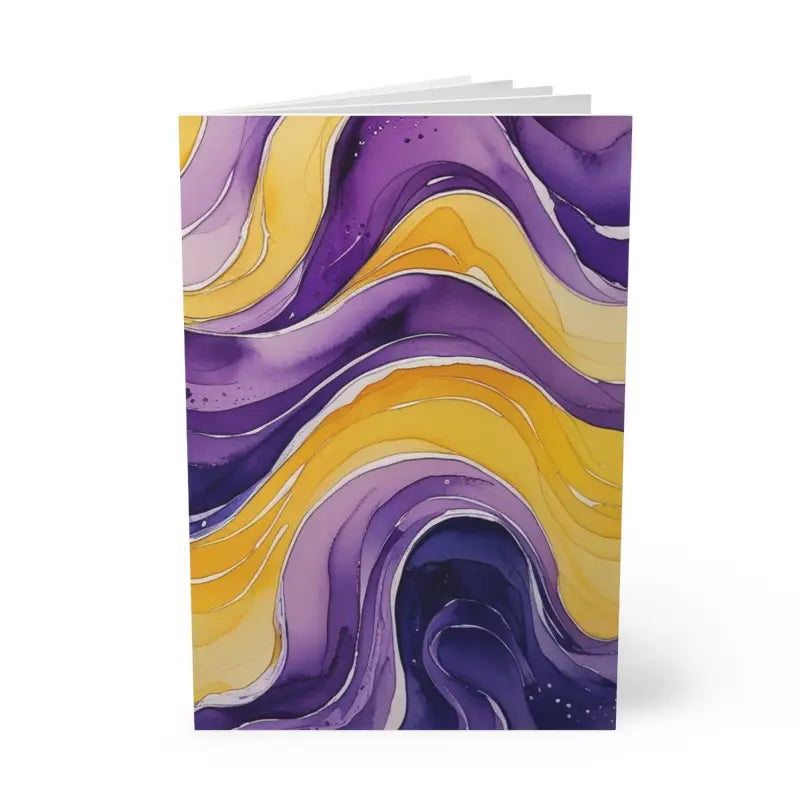 Yellow and Purple Watercolour Whimsical Waves - Softcover Notebook A5