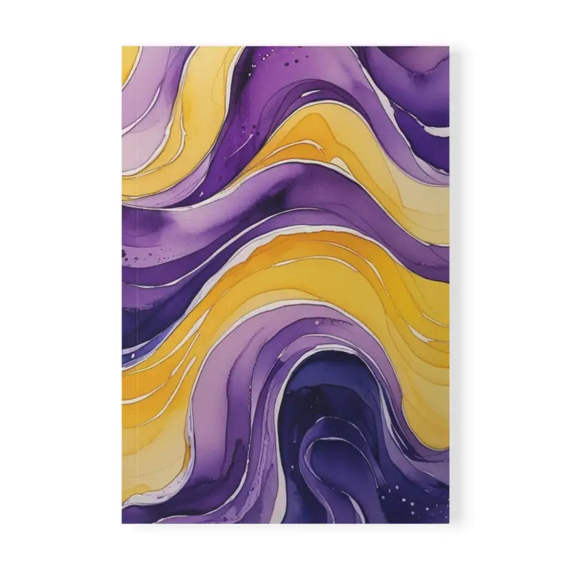 Yellow and Purple Watercolour Whimsical Waves - Softcover Notebook A5