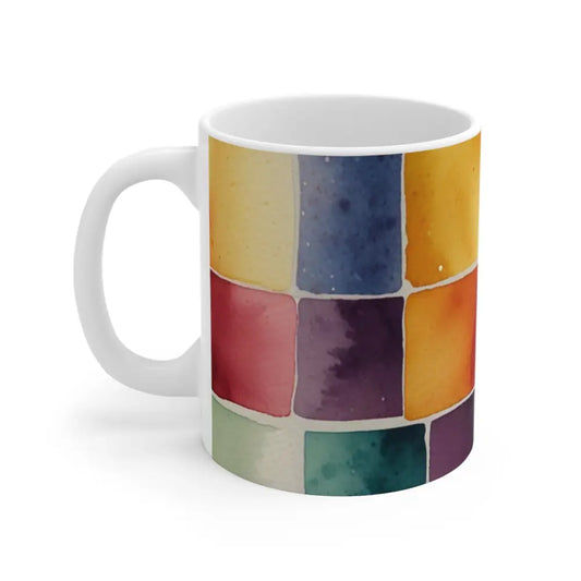 Quadrilateral Watercolour Mug - Ceramic Coffee 11oz