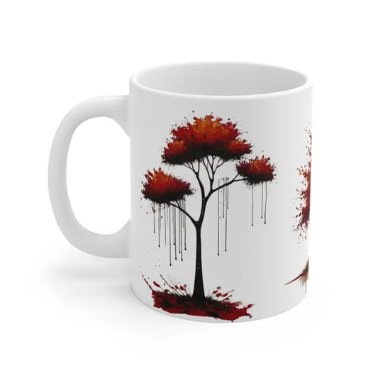 Painted Red Trees Mug - Ceramic Coffee 11oz