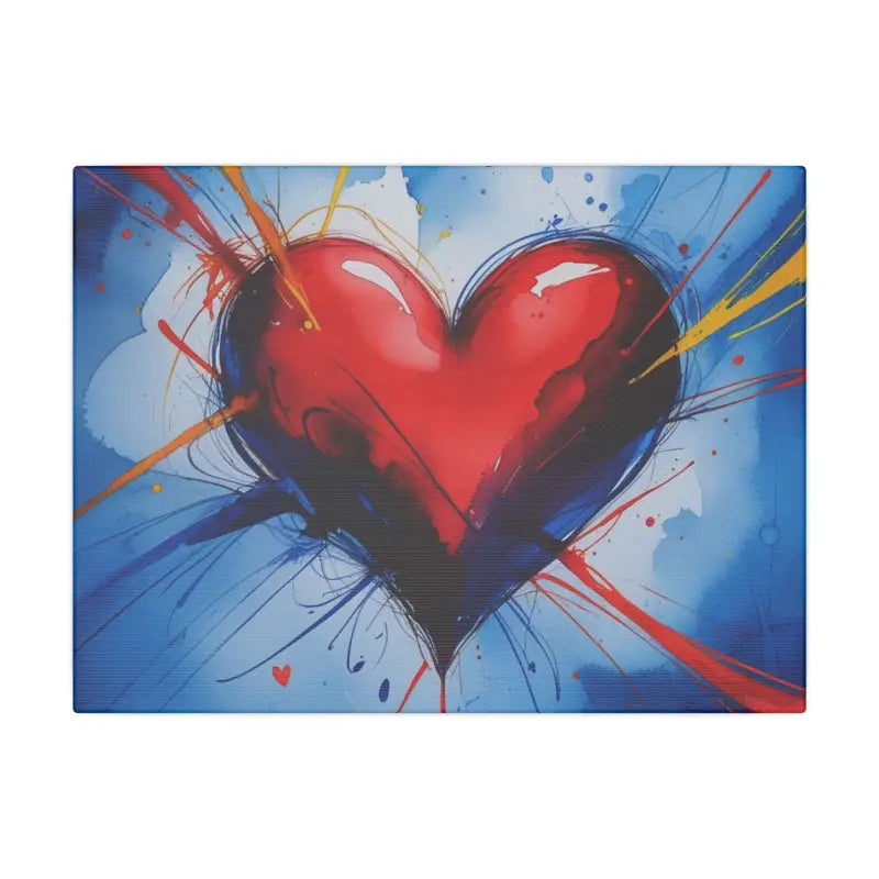 Messy Red Watercolour Love Heart - Matte Canvas Stretched 0.75’’