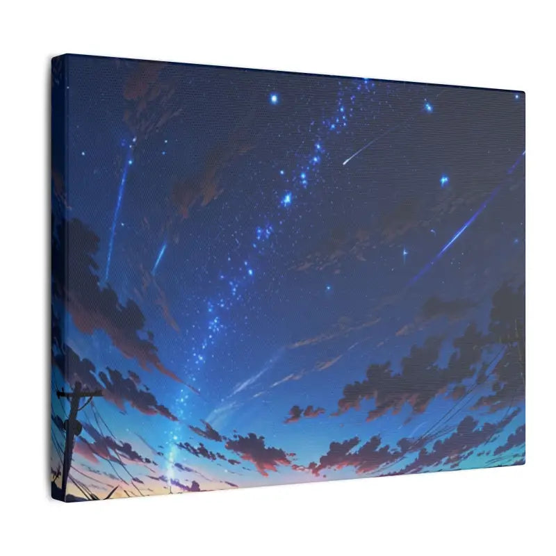 Shooting Stars at Night Scenic Anime Canvas