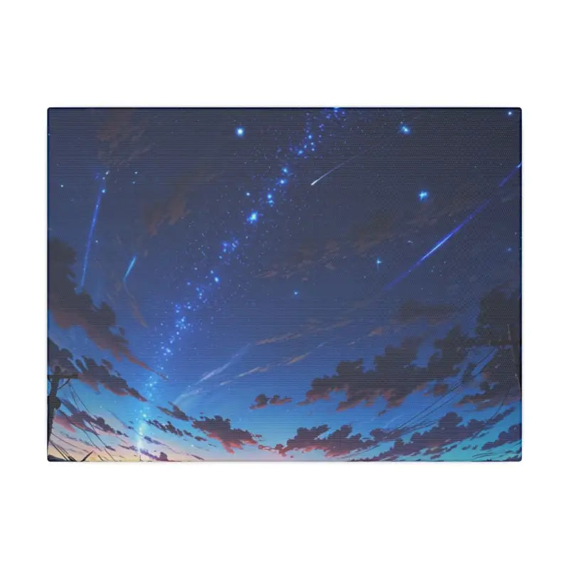 Shooting Stars at Night Scenic Anime Canvas